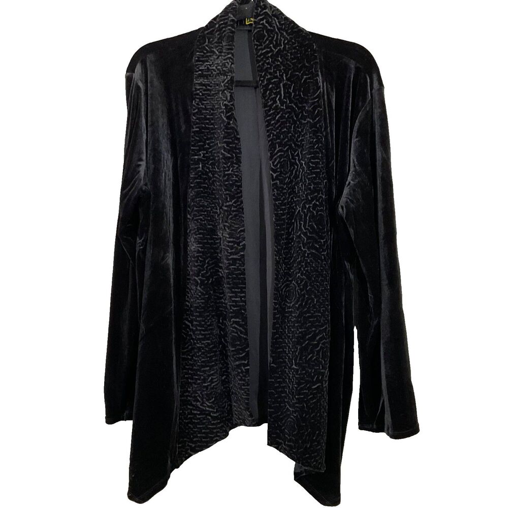 Mirasol Velvet Burnout textured collar Open Front jacket sz. L Boho witchy gypsy